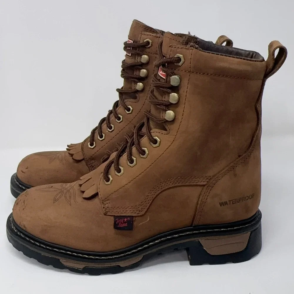 TONY LAMA Harligen Brown Leather Lace Up Work Boots TW2009 Men's 7.5 EE 8